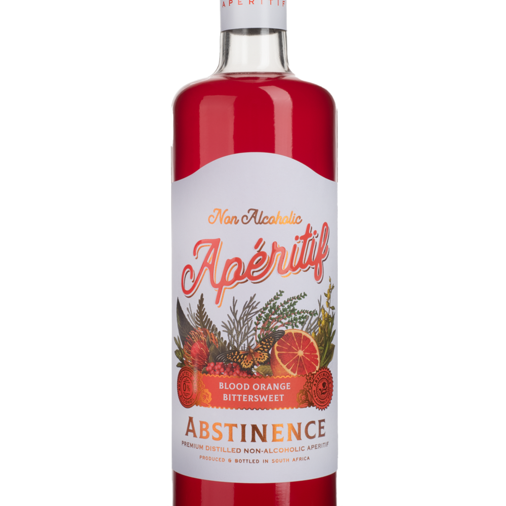 A bottle of Abstinence Blood Orange Aperitif