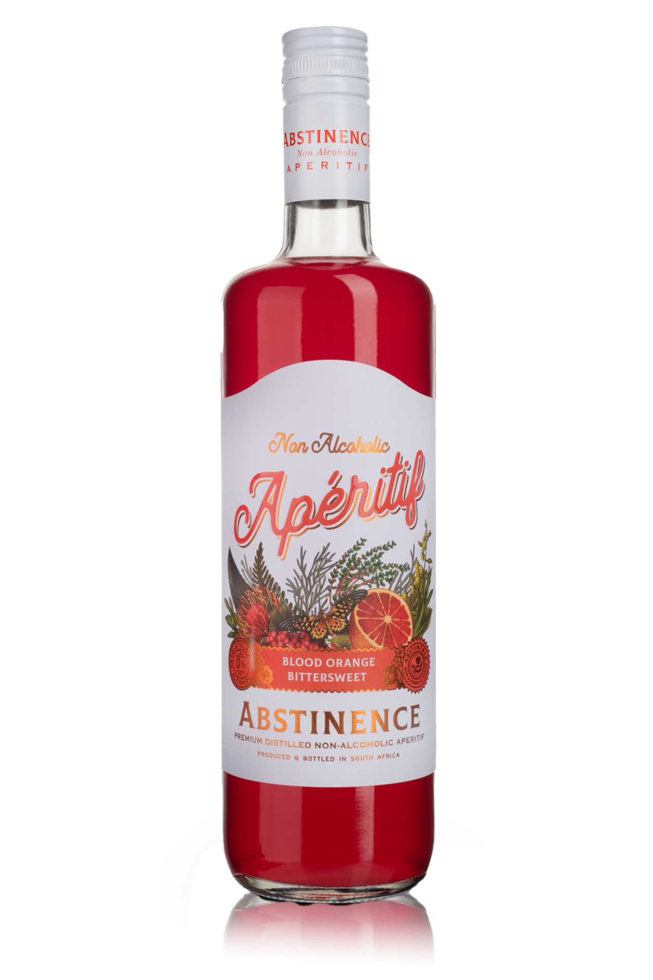 A bottle of Abstinence Blood Orange Aperitif