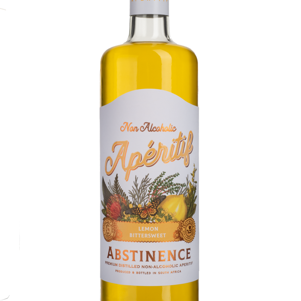 A bottle of Abstinence Lemon Aperitif.